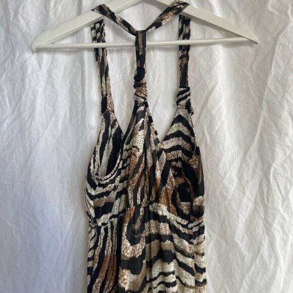 FCNY Vintage Y2K Zebra Print Halter Maxi Dress Size Small - Picture 7 of 14
